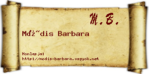 Módis Barbara névjegykártya