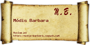 Módis Barbara névjegykártya